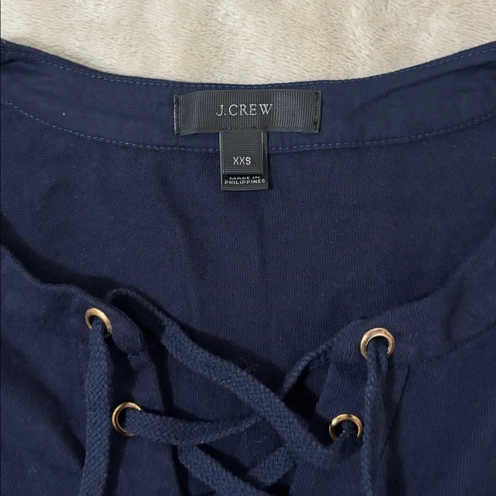 J. Crew Dark Blue Lace-Up Top Size XXS